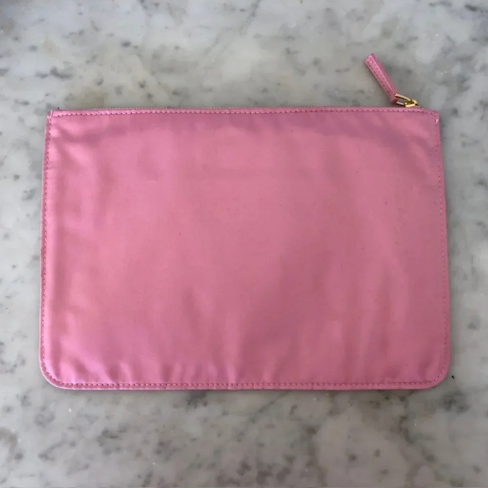 PRADA CANDY Set of Cosmetic Bags Pink Fabric Zip Top Rectangular NWOT